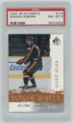 2000-01 UD SP Authentic Marian Gaborik Future Watch /900 Rookie #110 PSA 8 NM-MT - Image 1 of 4