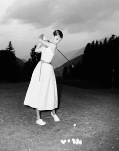 Audrey Hepburn Playing Golf Print 11 x 14 - Picture 1 of 3