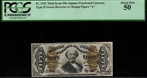 FR-1342 $0.50 Third Issue Fractional Currency 50 Cents - Green Back - PCGS 50 - Picture 1 of 2