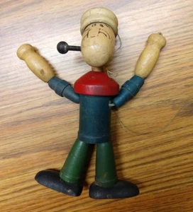 1930'S Vintage Popeye String And Wood Puppet Doll, 5 3/4", ¡Genial! ¡Antiguo! - Imagen 1 de 8
