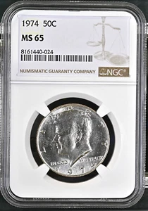 Kennedy 1974 medio dólar 50 centavos NGC MS65 moneda detallada sin circular #W - Imagen 1 de 2