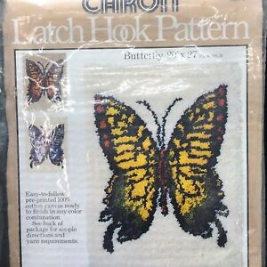 Caron Latch Hook Pattern Canvas Butterfly 20” x 27” #3054 1977 Made In USA New