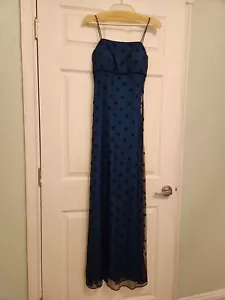 Vintage Cassandra Stone Gown - Blue with Black Beaded Netting - Size 8 - Picture 1 of 5