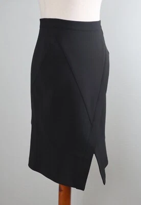BCBG MAX AZRIA NWT $158 Solid Black Taylon Asymmetric Pencil Skirt Size 4 - Image 1 of 4