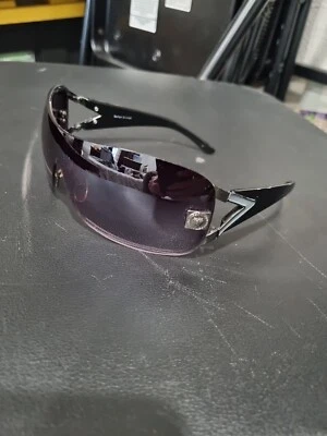 Vintage Sunglasses Versace Italy Sugared Silver Metal Black  - Image 1 of 4