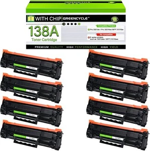 8PK 138A W1380A Black Toner Cartridge for HP Laser Jet Pro MFP 3101fdw Printer - Picture 1 of 14