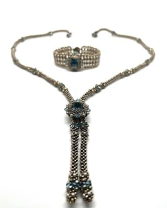 Swarovski Crystal Imperial Fancy Stone Aquamarine Ignite 7”Bracelet 36”Necklace. - Picture 1 of 24