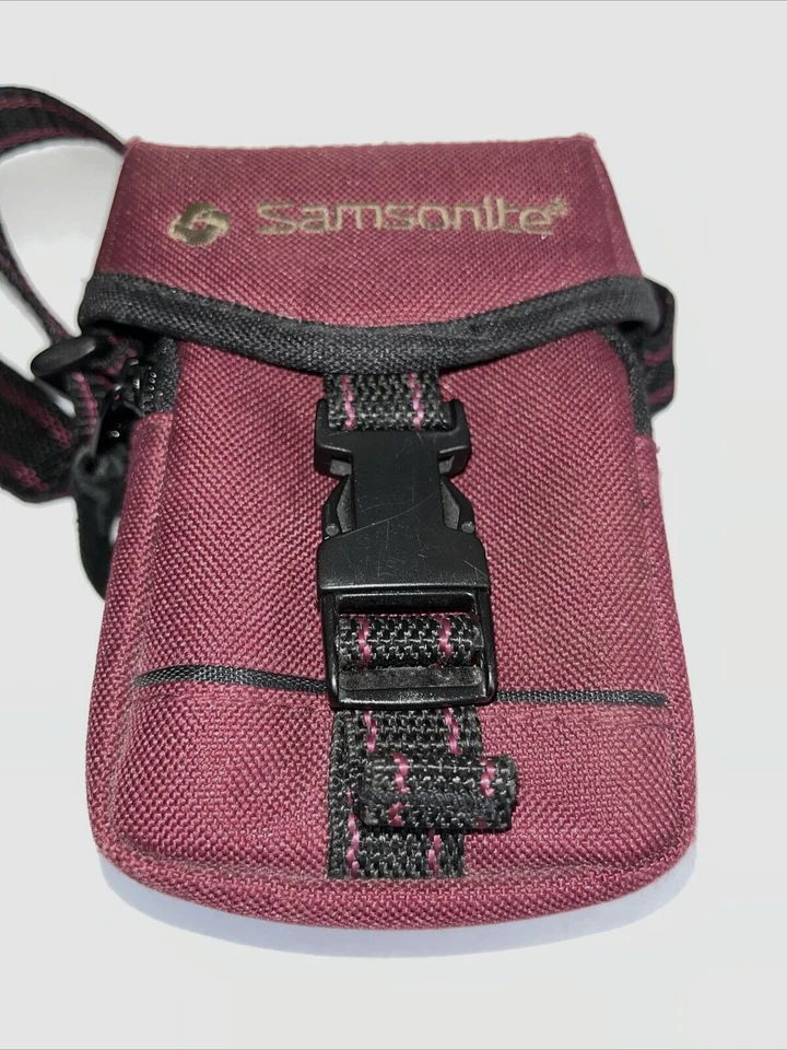 Samsonite Estuche para Cámara Bolsillo con Cremallera Bolso de Hombro Borgoña Negro Bolsa de Lona 6.5x4" Foto 1 de 4