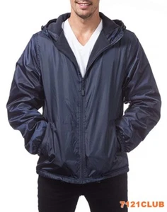 PRO CLUB MEN'S WINDBREAKER LIGHTWEIGHT WATERPROOF HOODED RAIN JACKET BIG & TALL - Picture 1 of 17