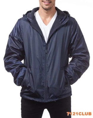 PRO CLUB MEN'S WINDBREAKER LIGHTWEIGHT WATERPROOF HOODED RAIN JACKET BIG & TALL - Image 1 of 2