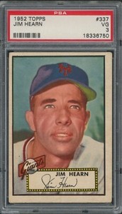 1952 Topps #337 Jim Hearn  New York Giants  ** HIGH Number ** PSA 3