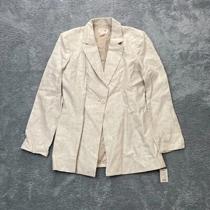 Vintage Brooks Brothers Jacket Womens 8 Beige Blazer Coat Linen Single Breasted - Picture 1 of 8