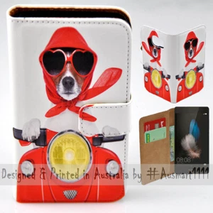 For Huawei Series - Dog Ride Scooter Print Wallet Mobile Phone Case Cover - Picture 1 of 3