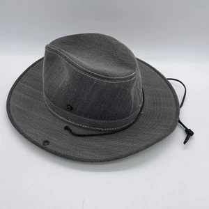 Vintage Hatquarters USA By Henschel Aussie Walker Bush Hat Canvas Gray 7 1/4 - Picture 1 of 13