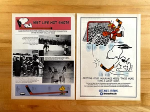 1987 Print Ad Met Life Insurance Hockey and SNOOPY Peanuts Lucky Shot - Picture 1 of 1