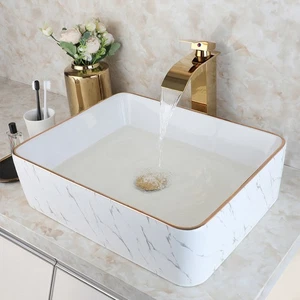 Ceramic Rectangular Vessel Sink Counter Bathroom Vanity Sink Bathroom Sink - Picture 1 of 9