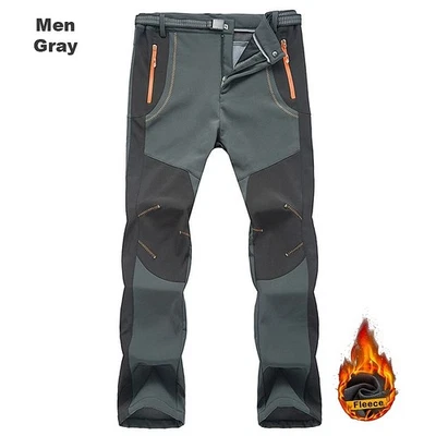Men’s Winter Hiking Pants Waterproof Windproof Warm Fleece Outdoor Trousers - Image 1 of 4
