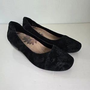 Taos Debut Damenschuhe 8,5 schwarz auf schwarzem Wildleder Blumendruck Komfort Karriere - Bild 1 von 12