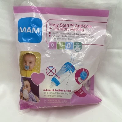 New. Baby Bottle MAM Easy Start Anti Colic 4.5oz + Pacifier Set Newborn 2pc - Image 1 of 4