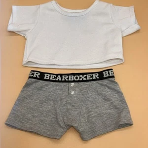 Build A Bear Bearboxer Boxer Shorts Grey Color And Tshirt White Bear Clothing - Picture 1 of 20