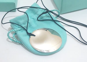 Tiffany & Co. Silver Peretti Disc 50mm Large Long Silk Cord Necklace 32" - Picture 1 of 8