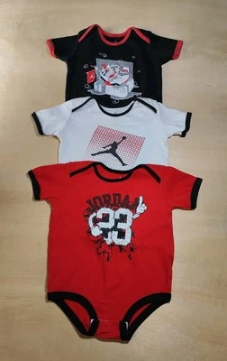  Air Jordan Lot Of 3 Infant Short Sleeve One Piece Bodysuits Size 6/9 Months - Image 1 of 4