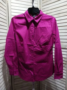 Worthington Damen Bluse Größe 4 Fuchsia Knopfleiste Langarm Stretchig Falten - Bild 1 von 13
