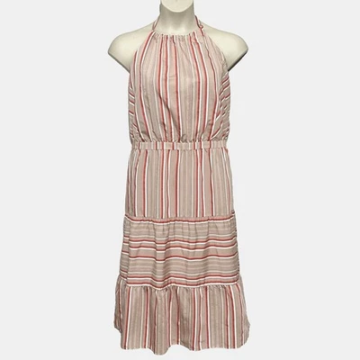 Kaari Blue Curvy Womens Dress Plus 2X Pink Stripe Tiered Halter Sundress Midi - Image 1 of 4