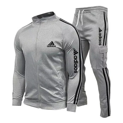 2025 New Men's Zipper Tracksuit Set Sweatshirt and Sweatpants Sports Suit Runnin - Image 1 of 4