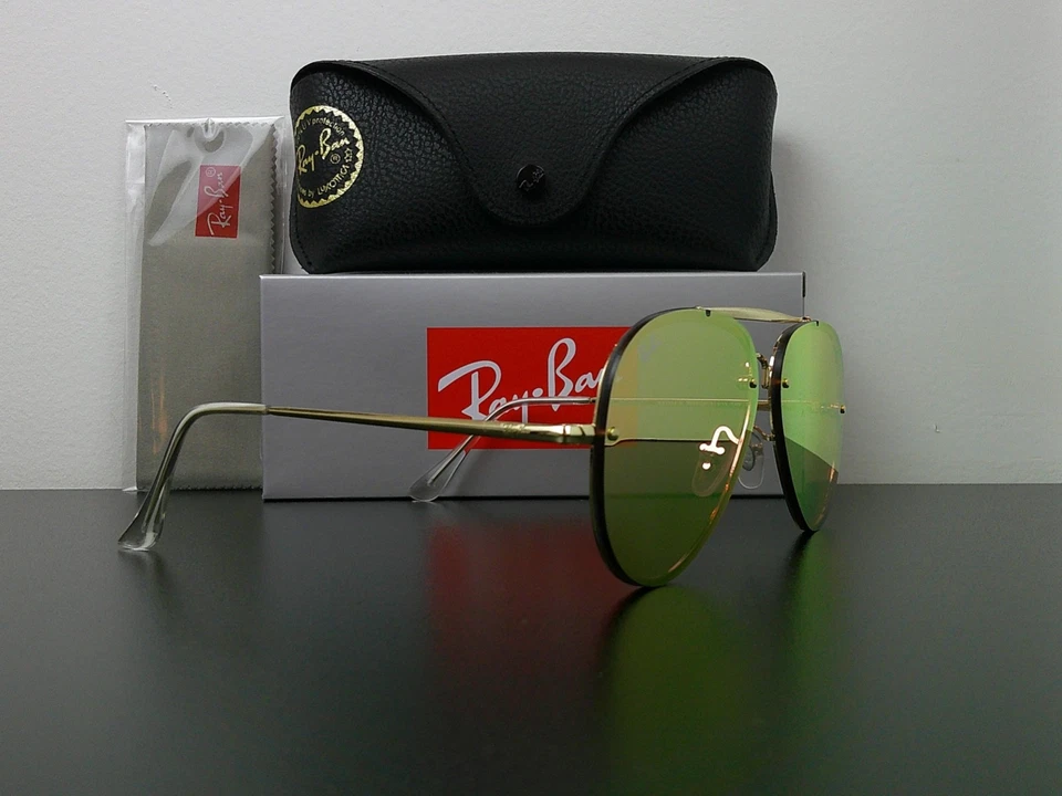 Gafas de sol clásicas Ray-Ban RB3584 Blaze Aviator doradas espejadas nunca usadas Foto 1 de 4