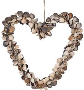 Gemischte Cay Cay Muscheln Herz Kranz Maritim Dekor 10" - Bild 1 von 1