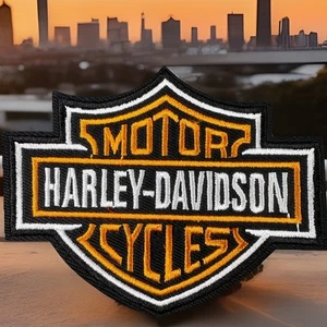 π₯ Harley Davidson Motorcycle Embroidered Iron On Patch Bike HD MC Black PREMIUM - Picture 1 of 5