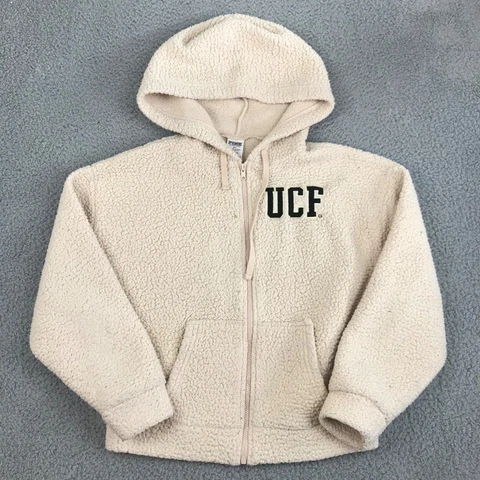UCF Pink Victoria Secret Jacket Women's Size Extra Small White Sherpa Hoodie XS Cover
