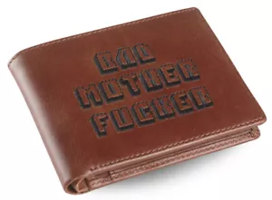 Premium Brown Embroidered Bad Mother Fu**er Leather Wallet As in Pulp Fiction - Picture 1 of 5