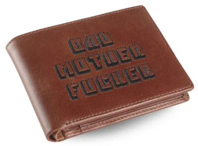 Premium Brown Embroidered Bad Mother Fu**er Leather Wallet As in Pulp Fiction - Image 1 of 4