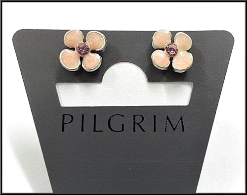NUEVOS PENDIENTES DE PLATA PEREGRINO CRISTALES PEQUEÑOS ESMALTE ROSA FLORES TACHUELAS SIN NÍQUEL Foto 1 de 1