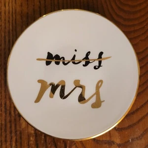 Kate Spade Lenox Fiesta Nupcial Oro Blanco Porcelana Anillo Plato Miss Sra Boda - Imagen 1 de 4