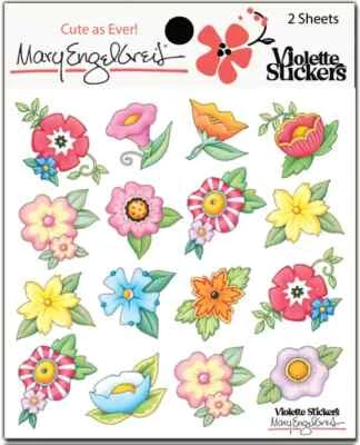 VIOLETTE STICKERS Mary Engelbreit Stickers 2 Sheets Whimsical Blooms Flowers All Kinds