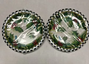 New MacKenzie Childs Holly & Berry Salad Dessert 20 Paper Plates 2 sets - Picture 1 of 6