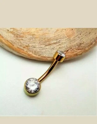Покрытое золотом кольцо для пирсинга пупка с искусственным бриллиантом 2,30 карата 14 карат - Изображение 1 из 2