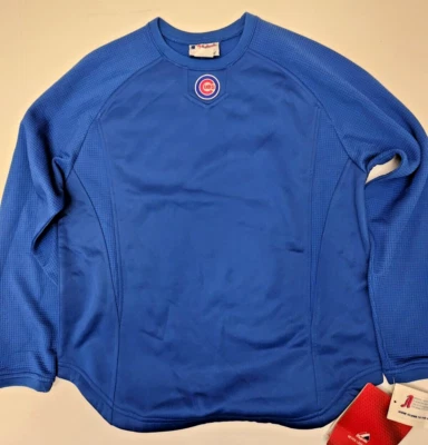 Chicago Cubs MLB Majestic 蓝色羊毛衬里运动衫青少年大号 — 第 1/2 张图片