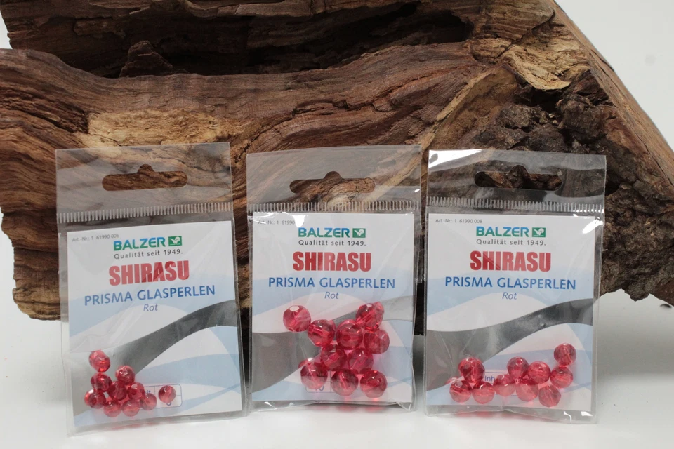 Balzer Shirasu Prisma Glasperlen Rot 6mm 8mm 10mm Carolina Texas Rig NEW OVP