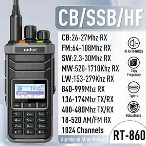 Per Radtel RT-860 radioamatore con onde corte HF RX radio walkie talkie dual band - Foto 1 di 18