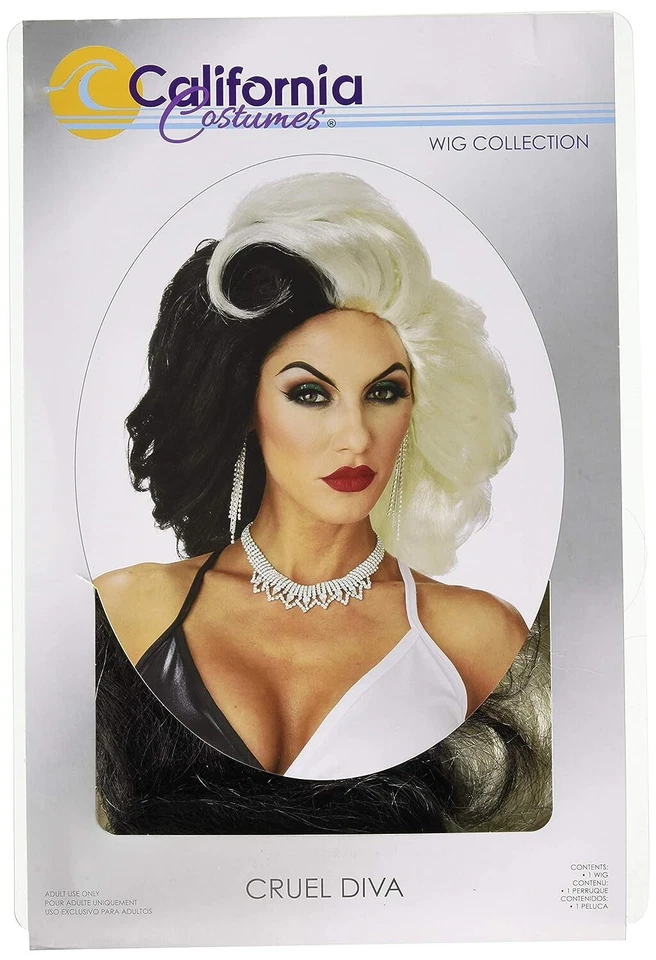 Adult Cruel Diva 101 Black White Wig Costume Dress Accessory Cc70882