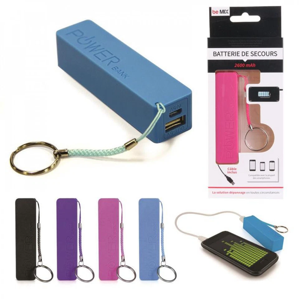 POWER BANK 2600 mAH - PORTE CLES ( Couleur au choix ) BATTERIE DE SECOURS - Immagine 1 di 1