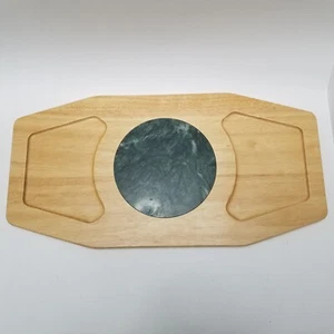 Charcuterie Serving Cheese Board Tray Wood and Green Marble MCM 17.5"×9" - Picture 1 of 6