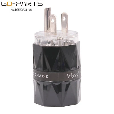 Viborg Pure Copper US Mains AC Power Plug Connector AC125V 15A Rhodium Plated 1P - Image 1 of 4