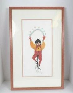 De colección 1991 P Buckley Moss malabarismo payaso en monociclo firmado enmarcado estampado 654/1000 - Imagen 1 de 11