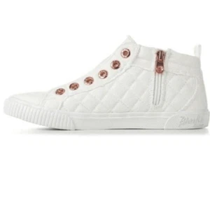 NWT Blowfish Malibu 11 Frazz White Quilted Mid-Hi Top Sneakers elastic easy on - Picture 1 of 12