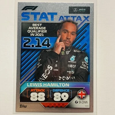 2022 TOPPS TURBO ATTAX FORMULA 1 LEWIS HAMILTON "STAT ATTAX" AMG MERCEDES #133 ! - Image 1 of 2